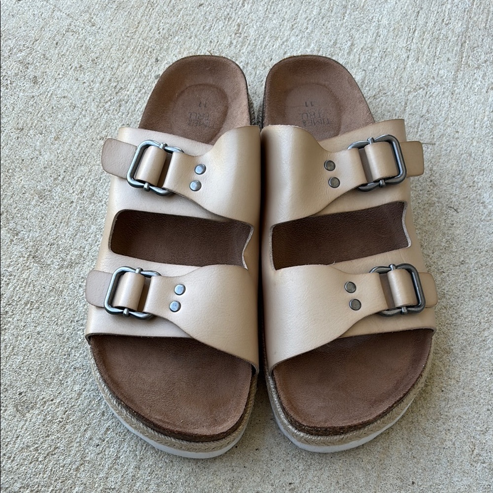 Beige Double Strap Sandals